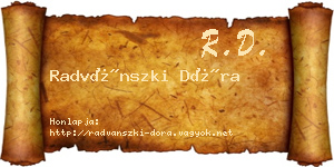 Radvánszki Dóra névjegykártya